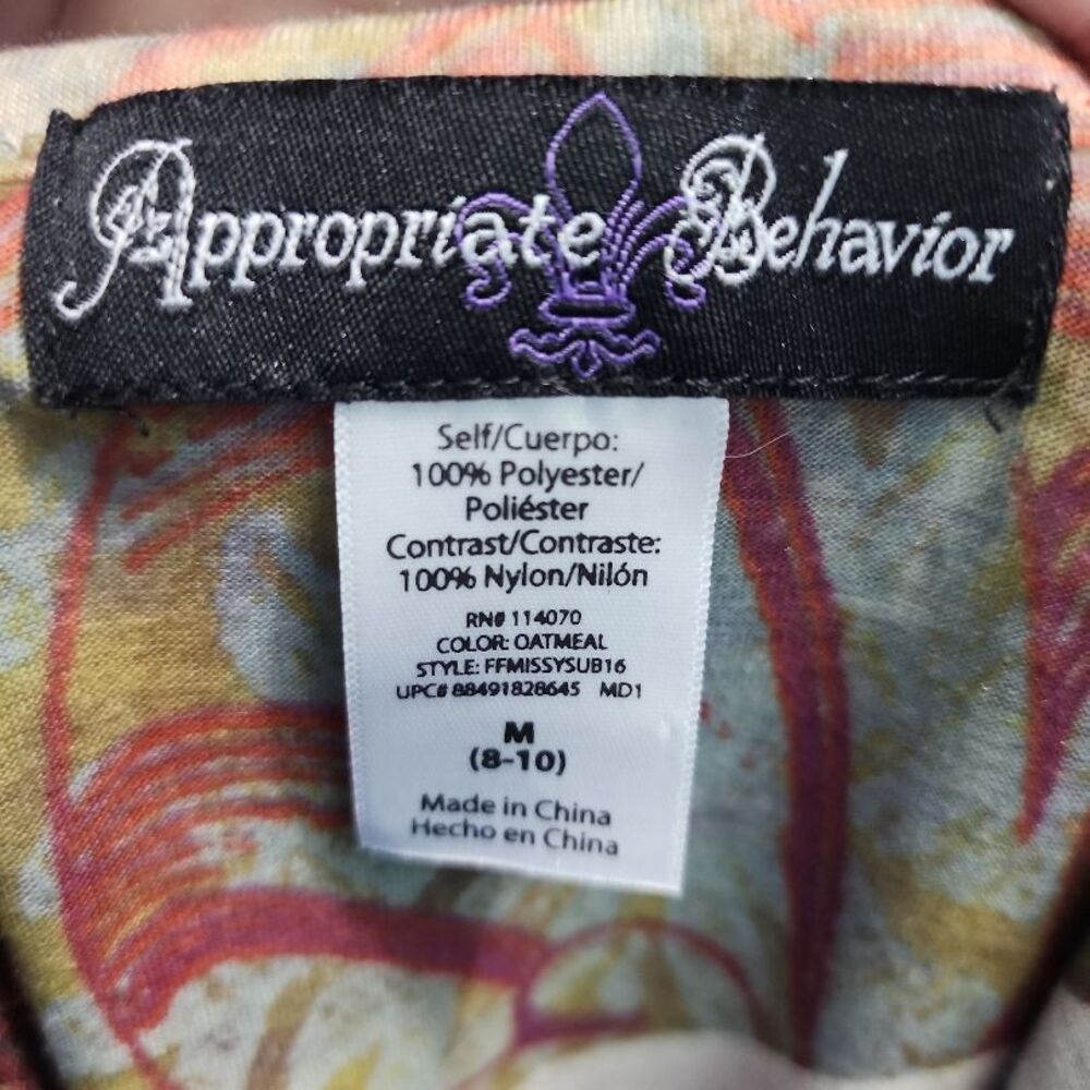 Appropriate Behavior Womens V-Neck Blouse M Multi Abstract Rhinestone - Picture 6 of 7